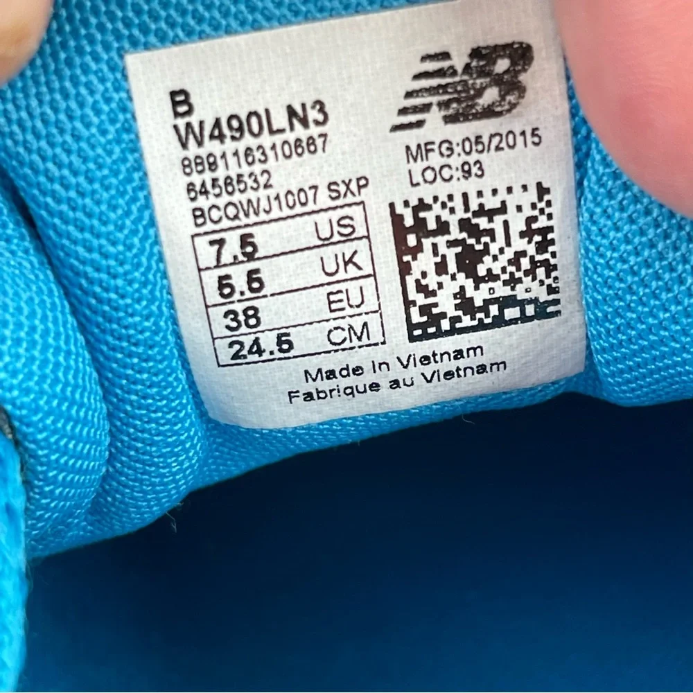 New Balance Women’s 490V3 Grey Blue Lace-Up Running Shoes - Size 7.5